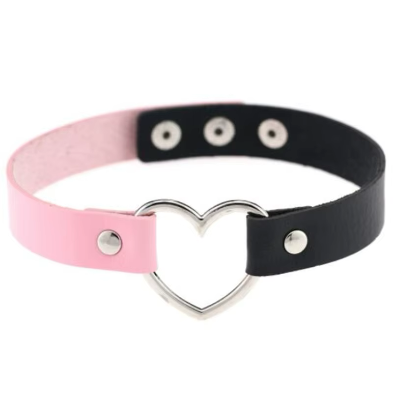 Chocker Corazón Bicolor Rosa-Negro