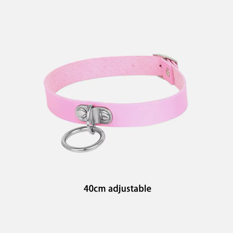 Chocker Argolla Colgante Negro/Rosado