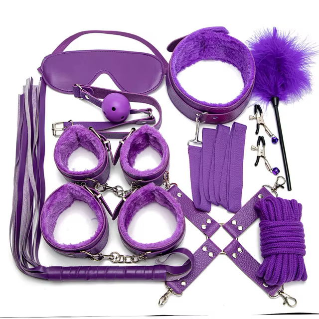 Kit BDSM 10pcs Negro/Rosado/Morado