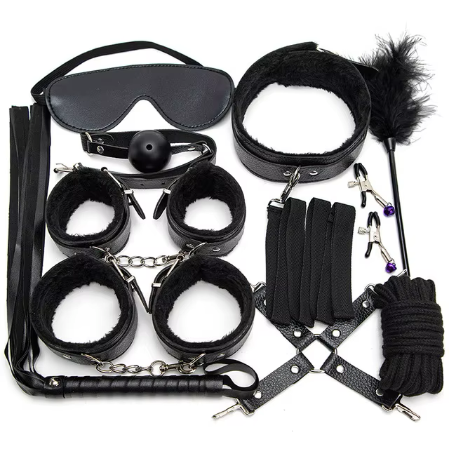 Kit BDSM 10pcs Negro/Rosado/Morado