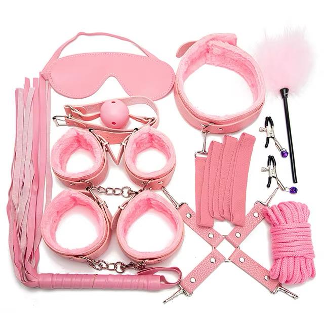 Kit BDSM 10pcs Negro/Rosado/Morado