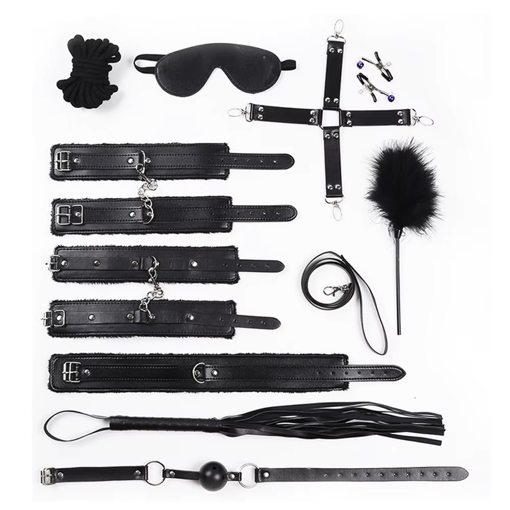 Kit BDSM 10pcs Negro/Rosado/Morado
