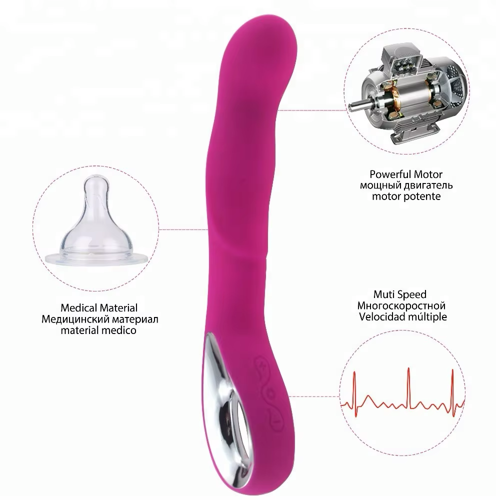 Vibrador Realista de Silicona Recargable Punto G - Morado, Rosado