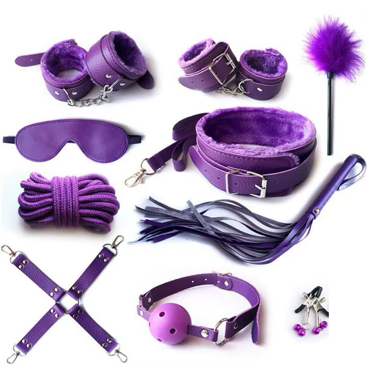 Kit BDSM 10pcs Negro/Rosado/Morado