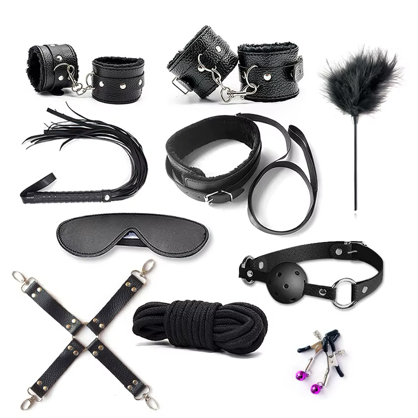 Kit BDSM 10pcs Negro/Rosado/Morado