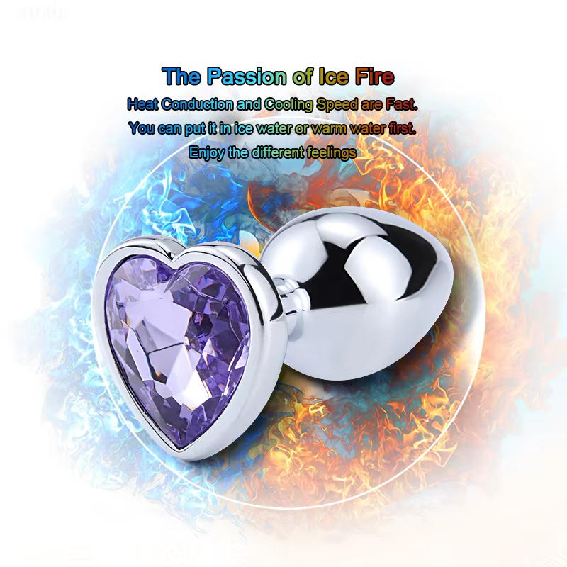 Plugs Metal Corazón Cristales de Colores - S/M